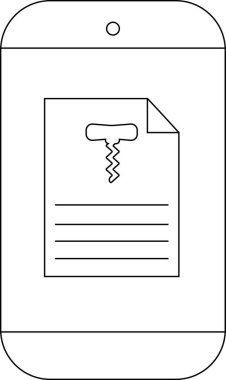 Akıllı telefon, tirbuşon simgesi ve yazma satırları olan bir belge görüntüler