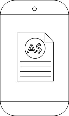 Smartphone Avustralya dolar sembolü ve metin satırları ile belge görüntüler