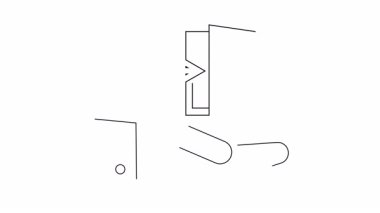 Bir el beyaz arka planda ok çizgisi olan bir kapı sunar.