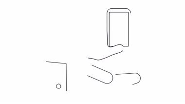 Bir çizim, bir elin cep telefonunu diğerinin üzerinde tuttuğunu gösteriyor.