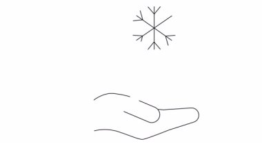 Eldivenlerin ve kar tanelerinin altında açık eller