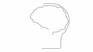 Çizgi, tokmak içeren bir beyin içeren bir kafa profilini gösteriyor.