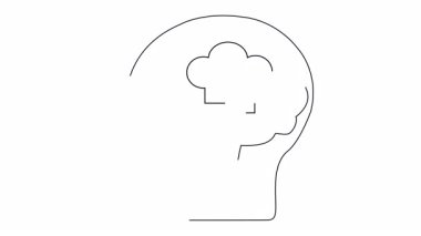 İçinde aşçılık ya da uzmanlığı sembolize eden şef şapkası olan bir beyin içeren siyah bir kafa profili.