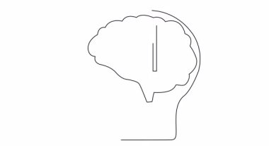 Bir direğin tepesinde bir bayrak gösteren, içinde bir beyin olan siyah bir kafanın dış hatları