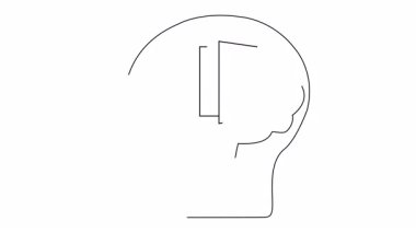 İçinde beyin olan ve beyninde açık bir kapı olan bir kafanın ana hatları.