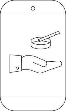 Palmiyenin üzerinde sergilenen akıllı telefon kül tablası sigarası