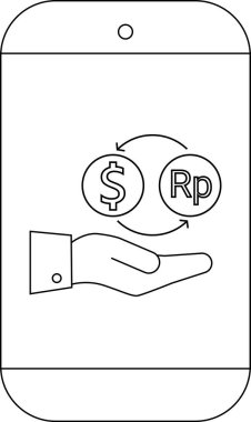 Akıllı telefon para bozdurma dolarlarını Rupiahabove 'a gösterir