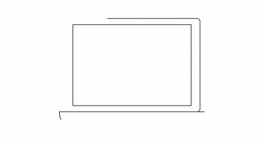 Ekranında ilerleme çubuğu olan bir dizüstü bilgisayarın basitleştirilmiş çizgi çizimi