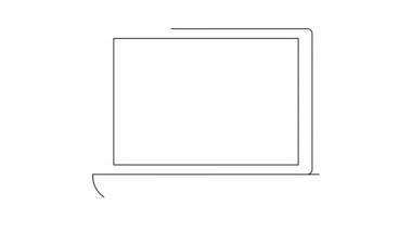 Siyah beyaz çizim ekranda bir mesaj içeren bir şişe dizüstü bilgisayar gösteriyor.