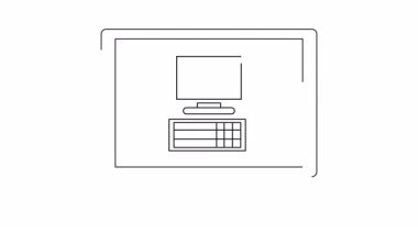 Ekrandaki dizüstü bilgisayarın ana hatları monitör ve klavyesi olan eski bir bilgisayar