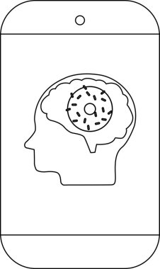 Bir telefon, donut şeklinde beyni olan bir kafa gösterir.