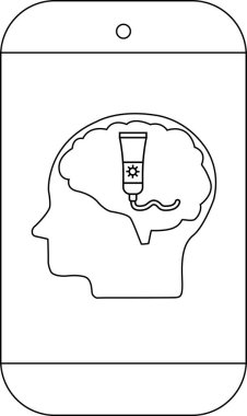 Bir telefon ekranının çizgisi, içinde bir tüp krema bulunan beyin şeklindeki bir bulutu gösteriyor.