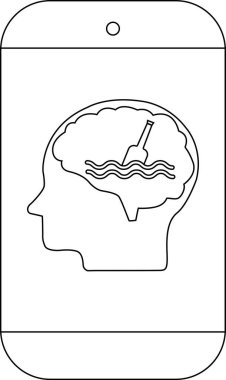 Telefon çizimi bir şişe beyin dalgalarıyla baş görüntüler