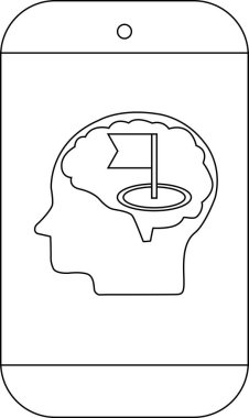 Bayrak hedefini içeren beyin grafikli akıllı telefonun ana hatları