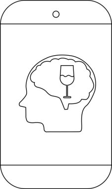 Ana hatlı akıllı telefon, şarap kadehi simgesi içeren kafa profilini görüntüler