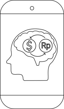 Telefon, Rp oklarını içeren baş wbrain 'in ana hatlarıyla döviz değişimi düşünme sürecini görüntüler