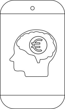 Telefonda baş silueti ve içinde avro sembolü bulunan bir beyin görülüyor