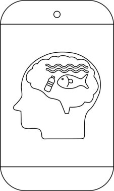 Su dalgaları ve balıklarla dolu beyni olan insan kafası görüntüsü.