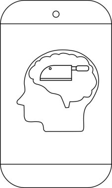 Telefon, beyni olan bir kafayı gösteriyor. Beyni bir satır kesiyor.
