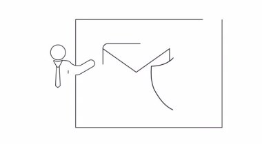 Bir kişi, kalkan tarafından korunan bir harfi gösteren bir tahtaya işaret eder.