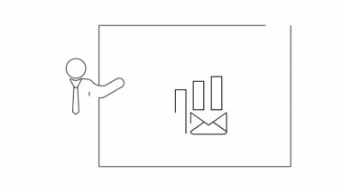 Yukarı doğru eğilim çubukları ve e- posta sembolü gösteren kişi tarafından sunulan grafik