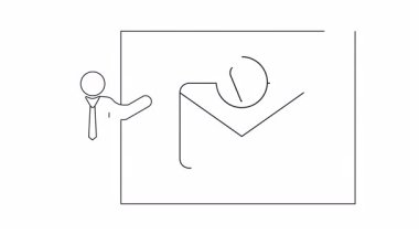 Satır sanatı, beyaz tahtada konum kodlu bir e-posta sunan kişiyi resmeder