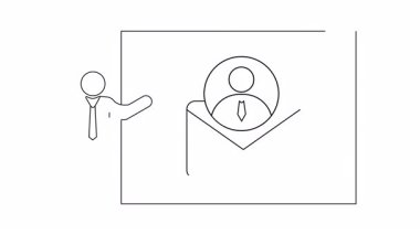 Özetlenmiş bir resim Bir sunucu bir zarfın içinde bir kişinin görüntüsünün yanında duruyor