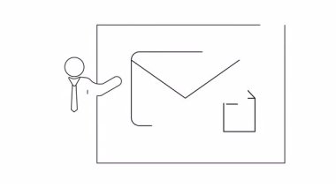 Çubuk şekli çerçevelenmiş bir resimde bir e- posta simgesi belgesi sunar