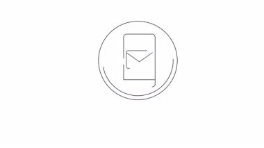 Bir büyüteç, bir e-posta simgesini satır sanatı tarzında gösteren bir cep telefonuna odaklanır