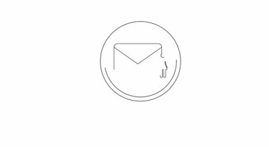 Bir büyüteç bir zarfa ve bir figür çizimine odaklanır