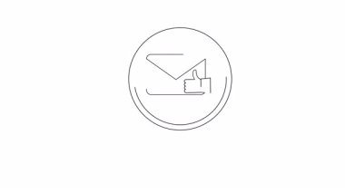 Bir büyüteç bir elin yanındaki zarfa odaklanır ve başparmak hareketi yapar.