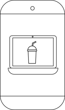 Bir cep telefonu üzerinde milkshake olan bir dizüstü bilgisayar ekranı gösterir
