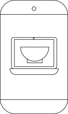 Bir aygıt ekranda bir kase ile bir dizüstü bilgisayar gösterir