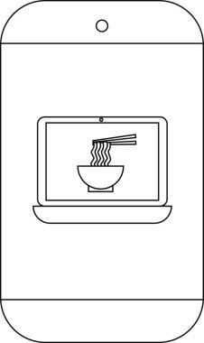 Akıllı telefon, erişte görüntülü bir dizüstü bilgisayar görüntüler.