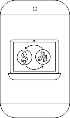 Telefon, USD ve DAI para değişimi dizüstü bilgisayar ekranını görüntüler