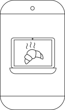 Ekranda kruvasan olan telefon dijital pasta görüntüsü