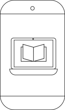 Smartphone ekranda gösterilen siyah satırlarda bir dizüstü bilgisayar kitabı görüntüler