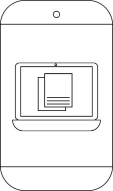 Belgeleri ekranında gösteren bir dizüstü bilgisayar simgesinin yer aldığı akıllı telefon