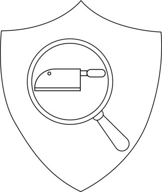 Kalkan ana hatlarıyla büyüteç, et satırını ortaya çıkarıyor. En az detay siyah beyaz.