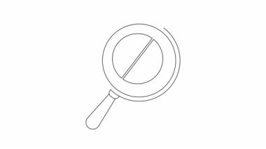 Bir büyüteç üzerine siyah beyaz çizgi çizimi başparmak aşağı simge üzerinde bir çizgi