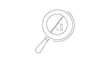 İnişli çıkışlı grafiği ve içinden çizgi geçen bir büyüteç.