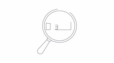 Bir çizgi çizimi, bir büyüteç içinde el hareketi ve evrak çantası içerir.