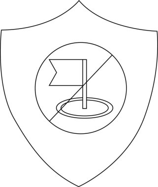 Shield with golf flag in a circle crossed by a line