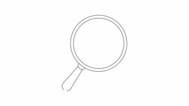 Bir büyüteç, siyah çizgilerle çizilmiş makaslı bir klasöre odaklanır.