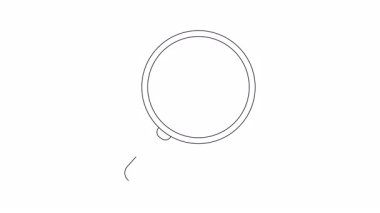 Şapkalı bir çöp adam, yuvarlak büyüteçle büyütülmüş bir dosya taşır.