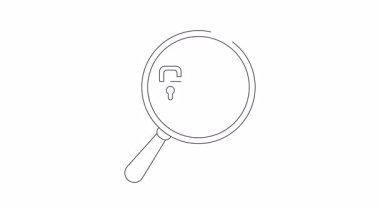 Aşağı doğru bir grafik ve kilit simgesi beyaz bir arkaplanda bir büyüteç altında görülür