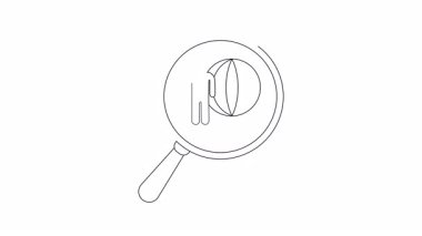 Çizgi, bir insan simgesi ve bir dünya simgesini kapsayan bir büyüteç gösteriyor.