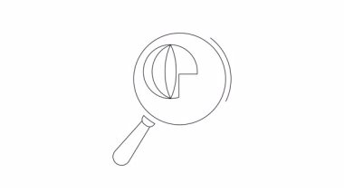 Bir büyüteç, beyaz arkaplanda siyah çizgilerle yapılmış bir yapbozu ve küreyi ön plana çıkarır.