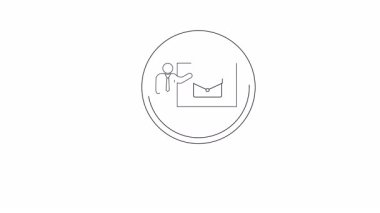 Bir büyüteç, tahtada evrak çantası sunan çizilmiş bir iş adamına odaklanıyor.