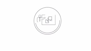 Bir büyüteç, yapboz tahtasını gösteren bir çöp adam üzerine odaklanır